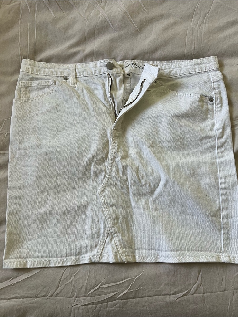 Universal Thread White Denim Mini Skirt with Front Zip